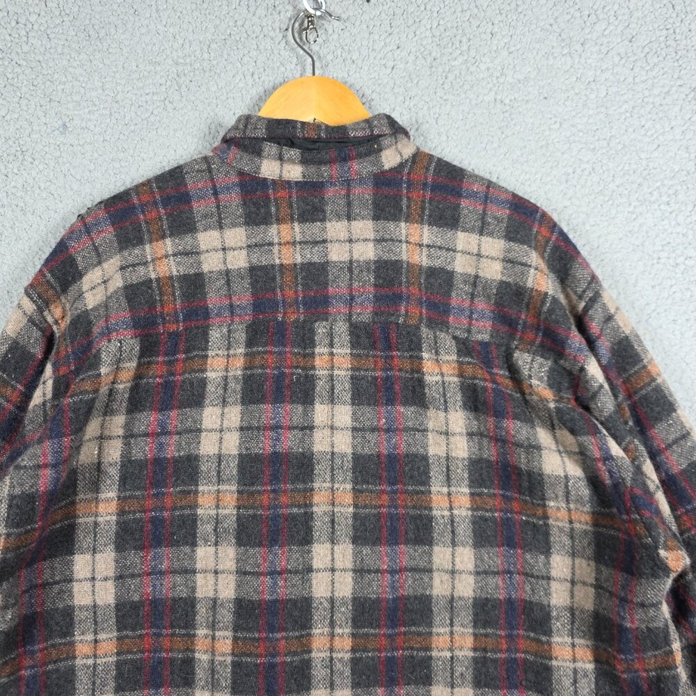 Vintage Flannel Shirt Mens Size XL Brown Tartan Plaid Regular Fit Wool Blend VTG - Picture 6 of 12